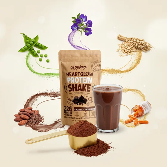 5 ingredients radiating from one HeartGlow scoop