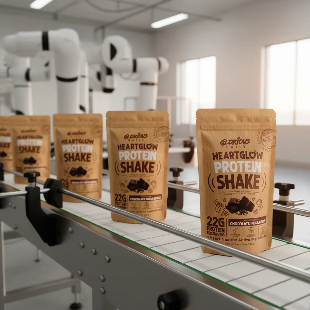 HeartGlow pouches on production line