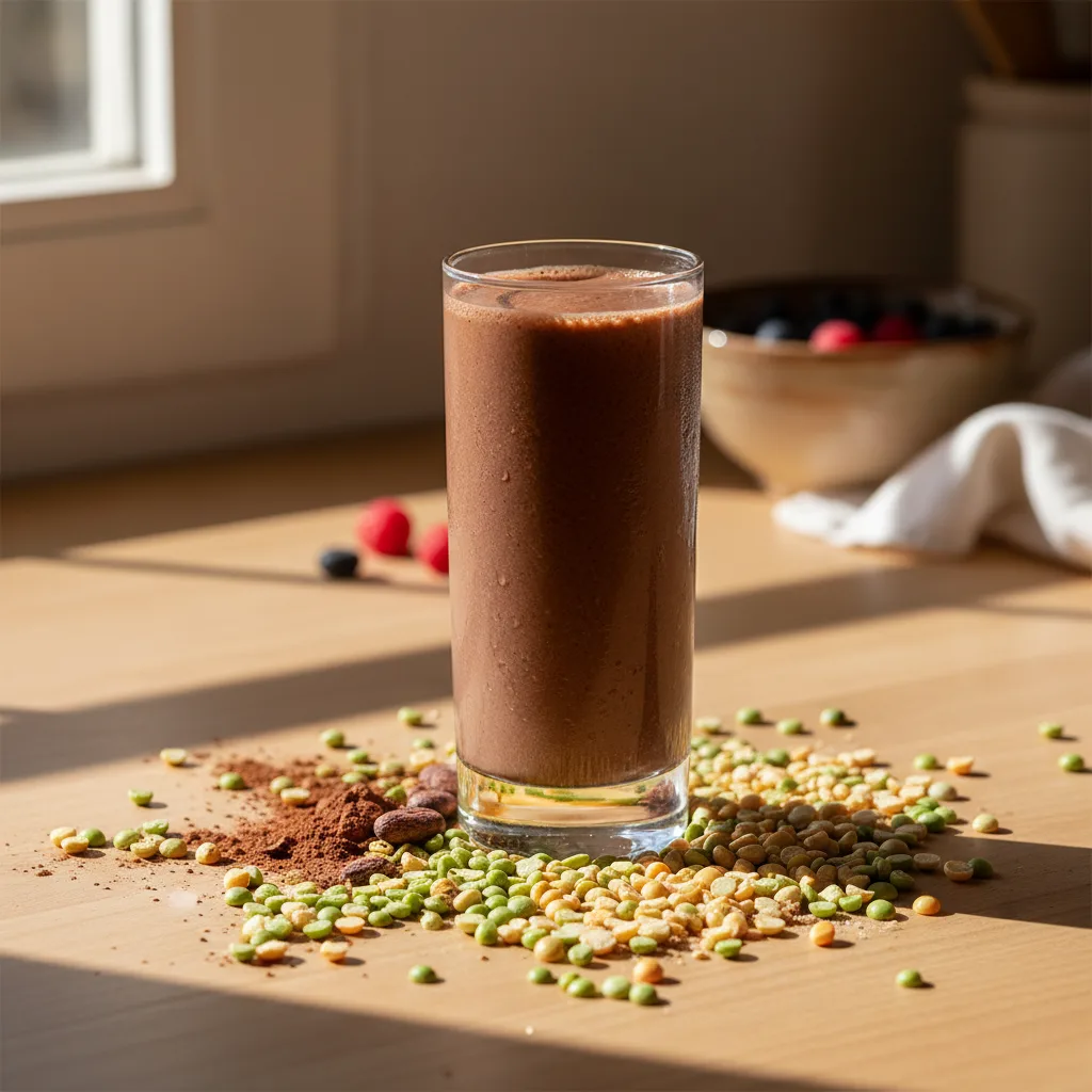 Chocolate protein shake with split peas